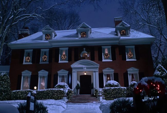 Home Alone House Festive Winter Night Scene